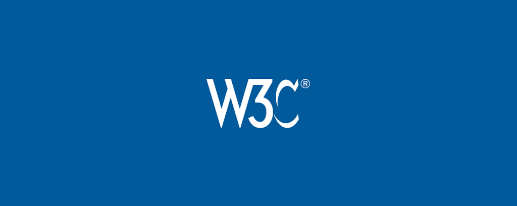 fundal albastru, text W3C