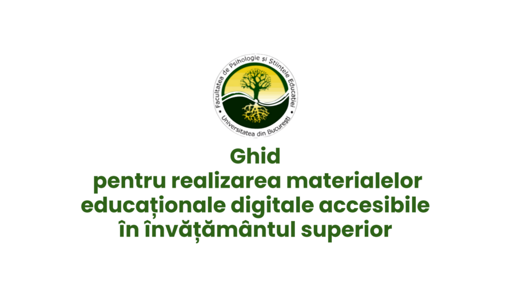 Coperta ghidului privind realizarea materialelor educaționale digitale accesibile în învățământul superior.
